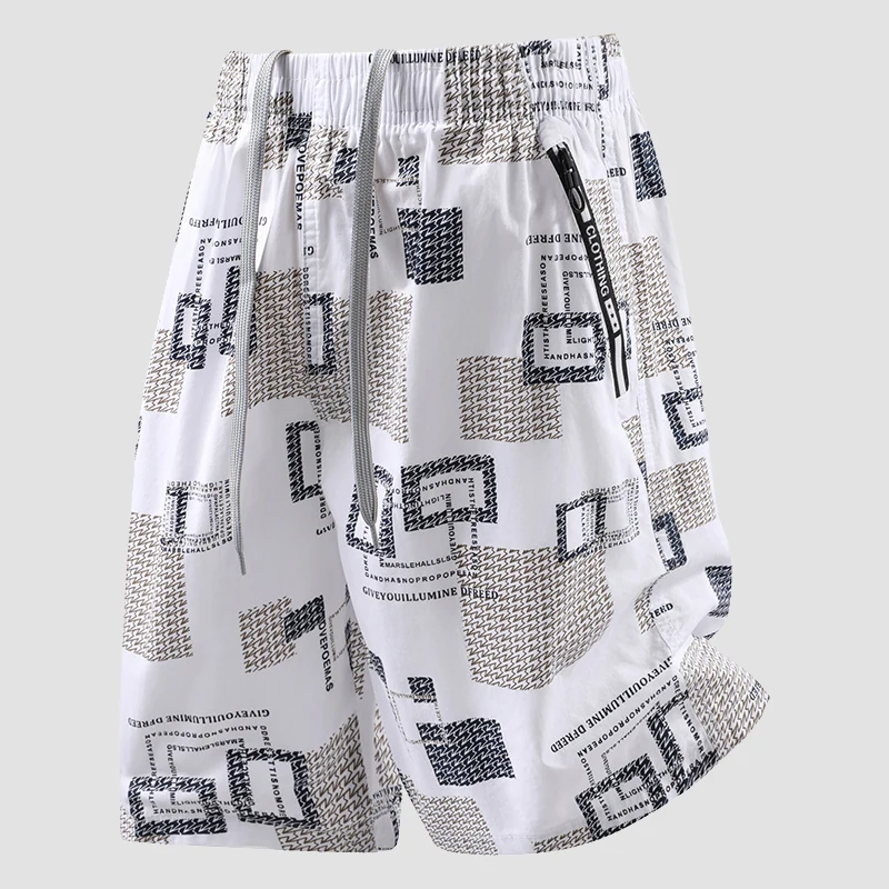Geometric Color Blocked Men's Antibacterial Cotton Shorts Summer High-end Sports Leisure Outdoor Street Golf Fishing Cool Shorts
