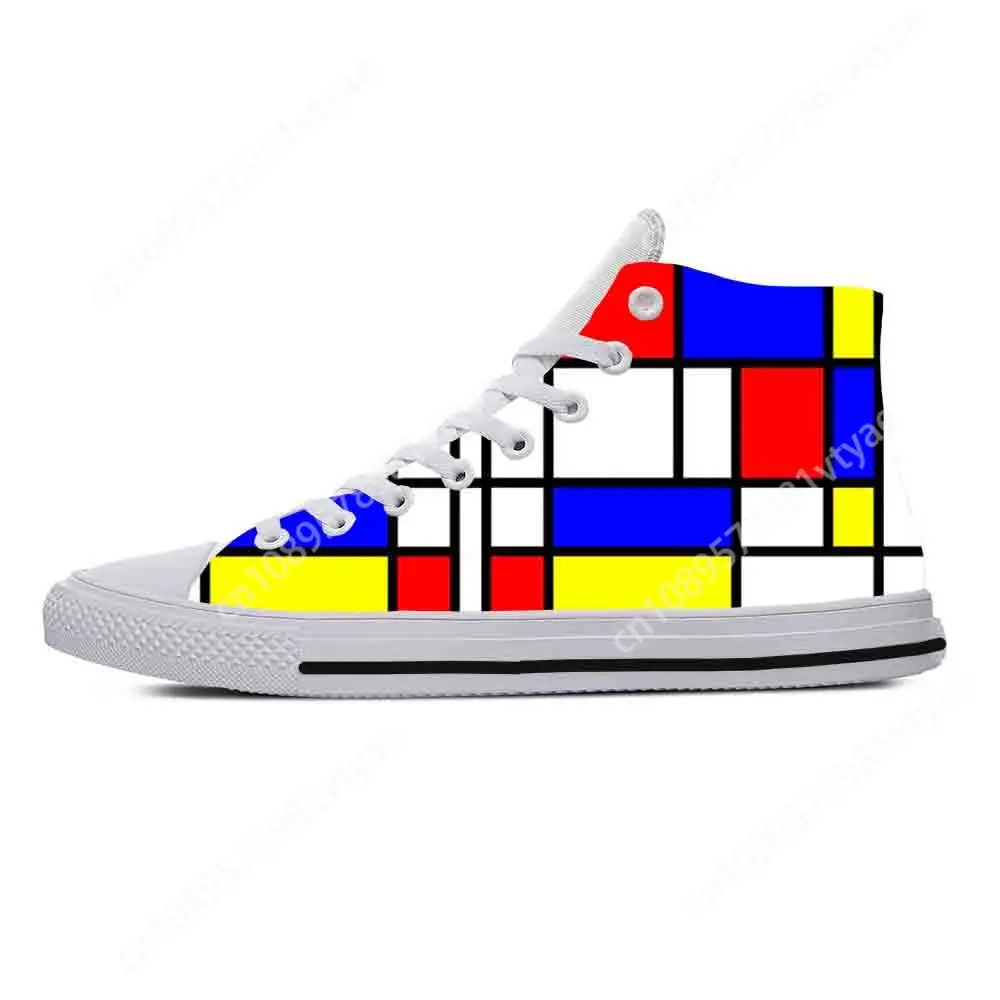 

Piet Mondrian Abstract Geometric Pattern Painting Teenager Casual Shoes High Top Comfortable Breathable Mens Womens Sneakers