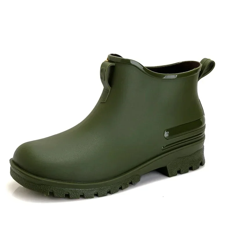 

2025 Fashionable Unisex Outdoor Waterproof Rain Boots Men's Lightweight Polyurethane Shoe Covers Round Toe Ankle Height Hombres