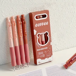 4 Pack Brown Bear Erasable Gel Pens, 0.5mm Blue/Blue Soft Grip Signature Pens for Cute Girl Students Office School Gifts