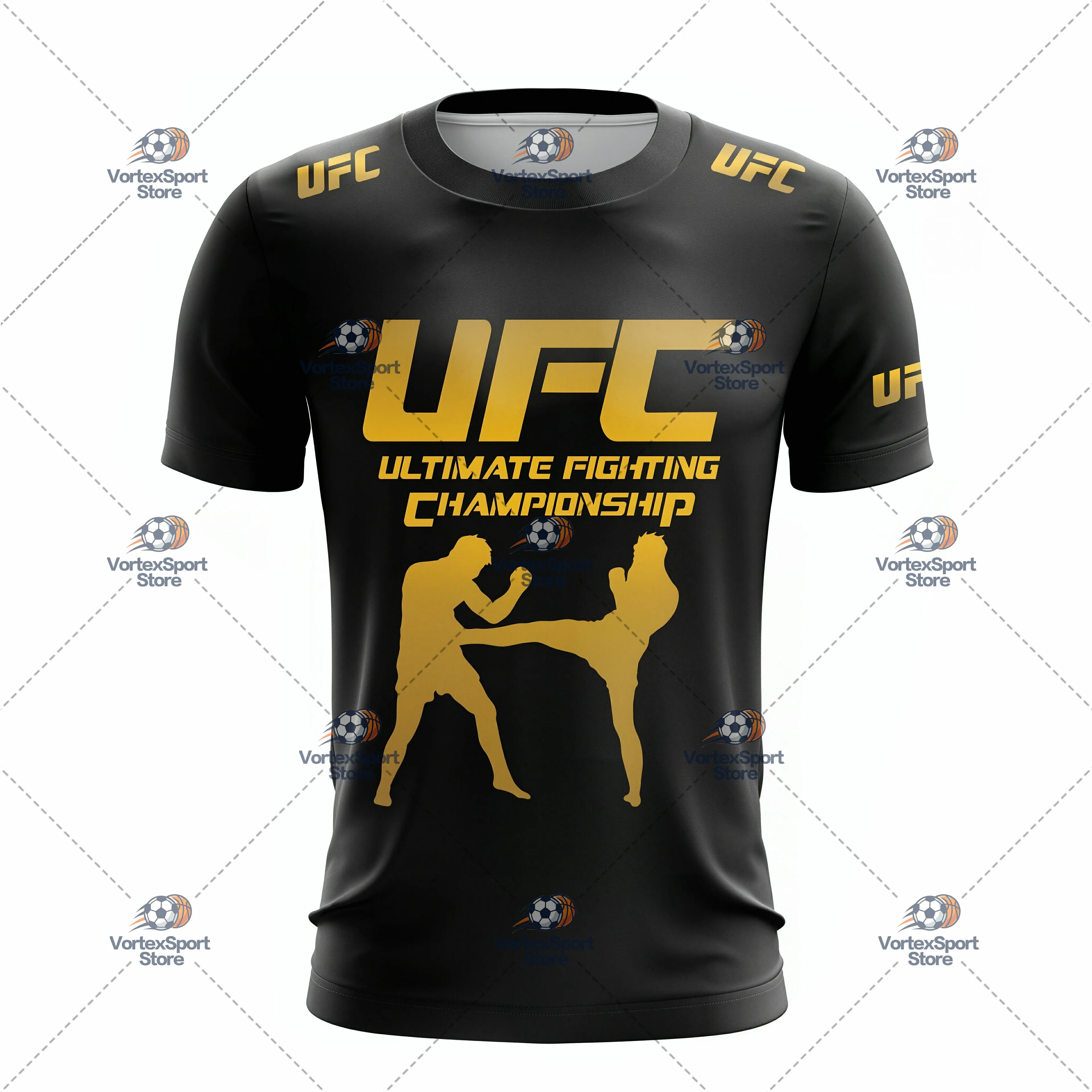 Herren- und Kinder-Sommer-T-Shirt für UFC-Sportarten, schnelltrocknend, in allen Größen erhältlich, kurzärmelig, mit Rundhalsausschnitt, geeignet für Boxen, Kampfsport und Outdoor-Training. – Detail 4
