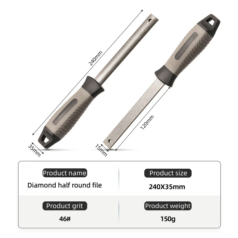Brazed Diamond Semi-circular File Saw, Wood and Stone Diamond File Handheld