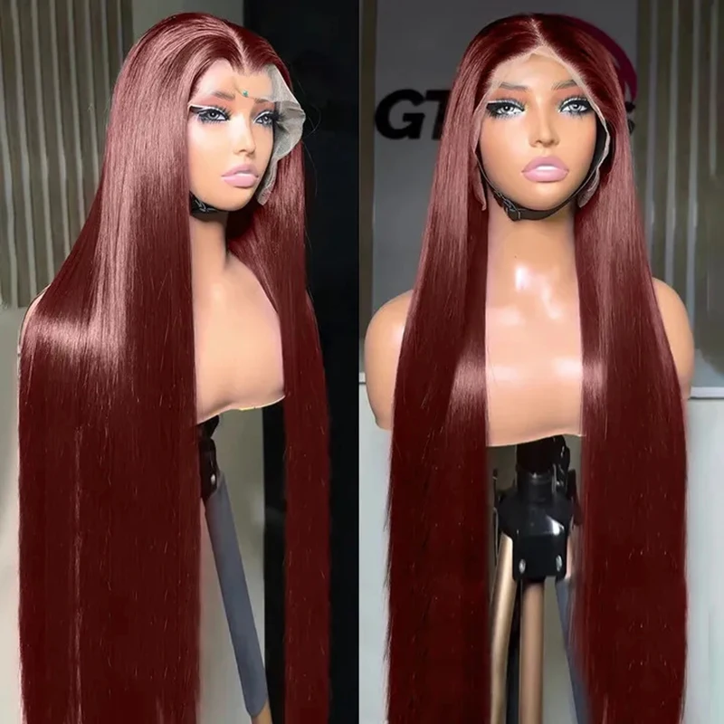 Reddish Brown 13x6 Lace Frontal Wig Straight Lace Front Wigs Human Hair Brazilian Preplucked 13x4 Dark Red Brown Lace Wig