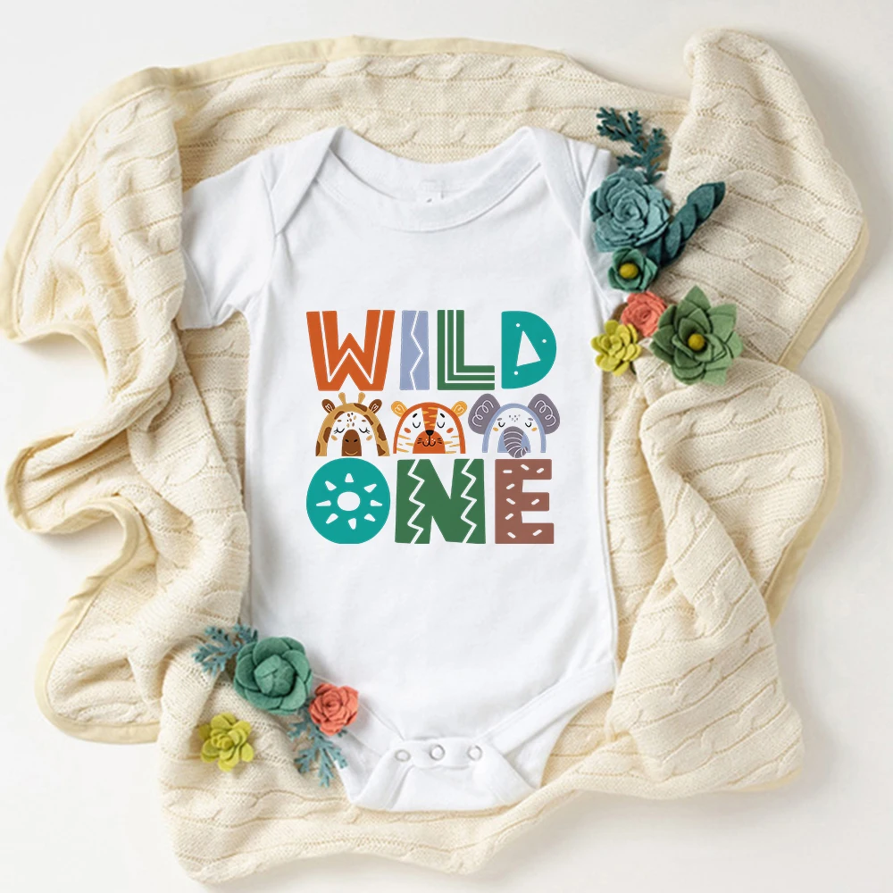 Wild One Baby Boy Clothes Cute Animal Tiger Print Cartoon Newborn Bodysuits Cotton Summer Street Casual Toddler Romper Outfits