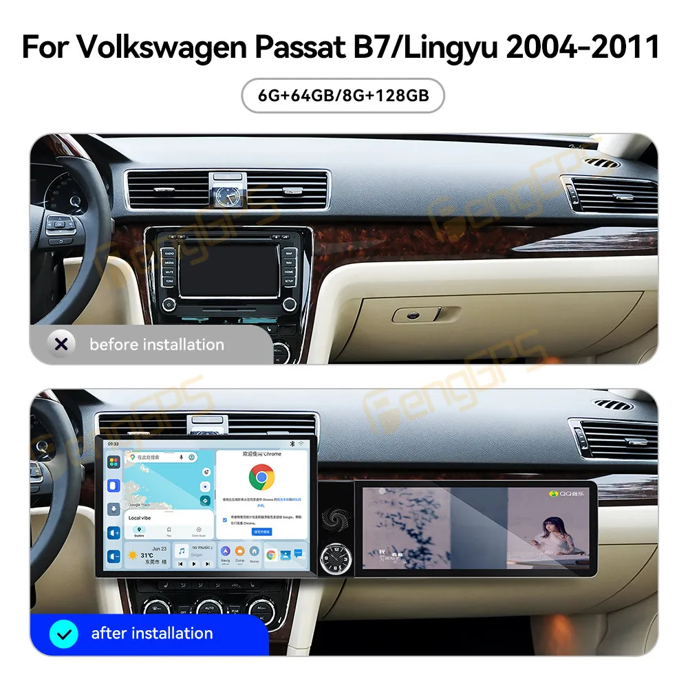 Car Accessories Radio For Volkswagen Passat B7 Lingyu 2004–2011 Android Auto GPS Navigation Multimedia Stereo Receiver Head Unit