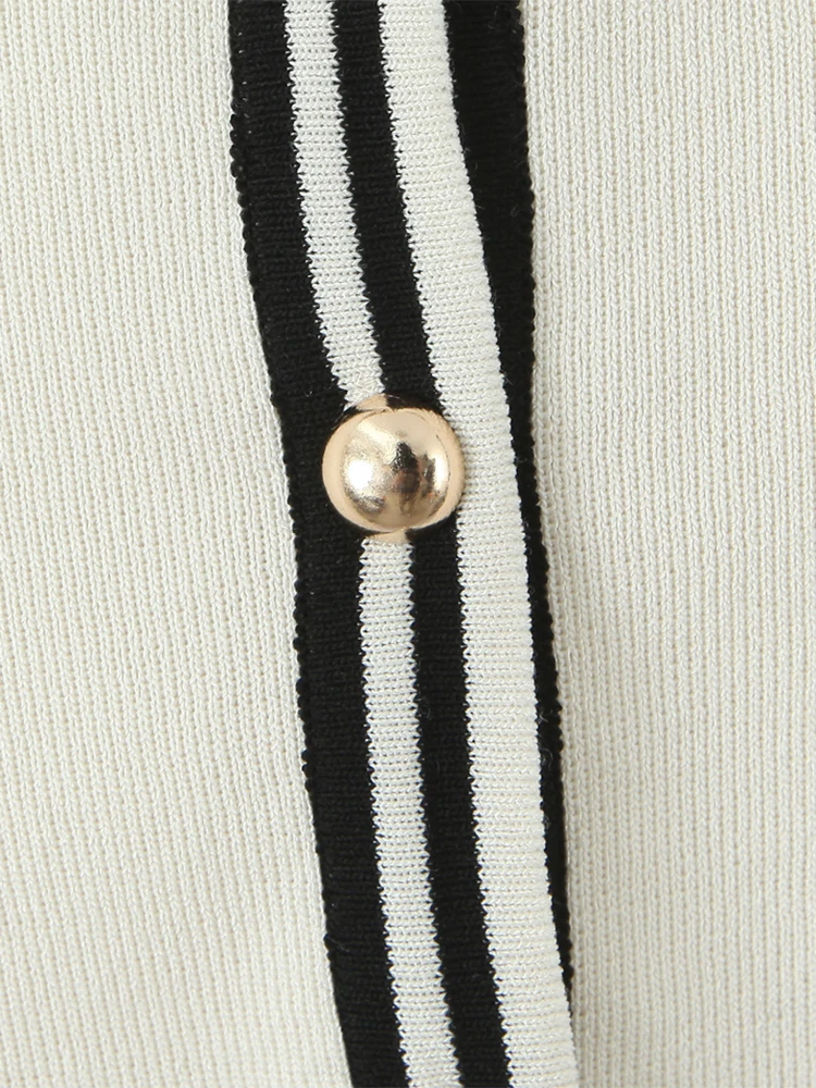 تشو ساو بيوتي 2025 المرأة موضة جديدة خمر البحرية طوق شيك واحدة الصدر تانك القمم مثير سليم بلا أكمام محبوك بلوزة صغيرة #5