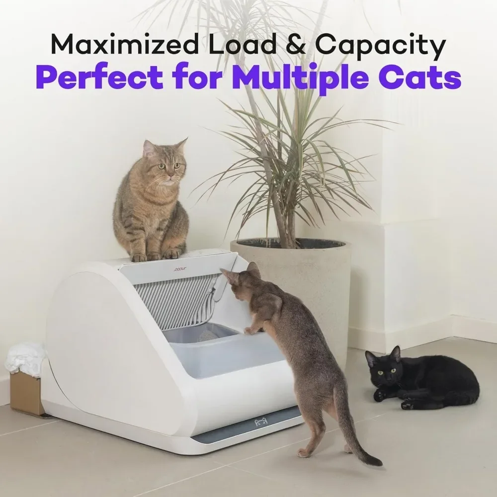 X5 Self-Cleaning Cat Litter Box-Unique Split System,Odor-Seal Disposable Cardboard Bin, 24 Inch Tray, 33 lbs. Load,99% Leakproof