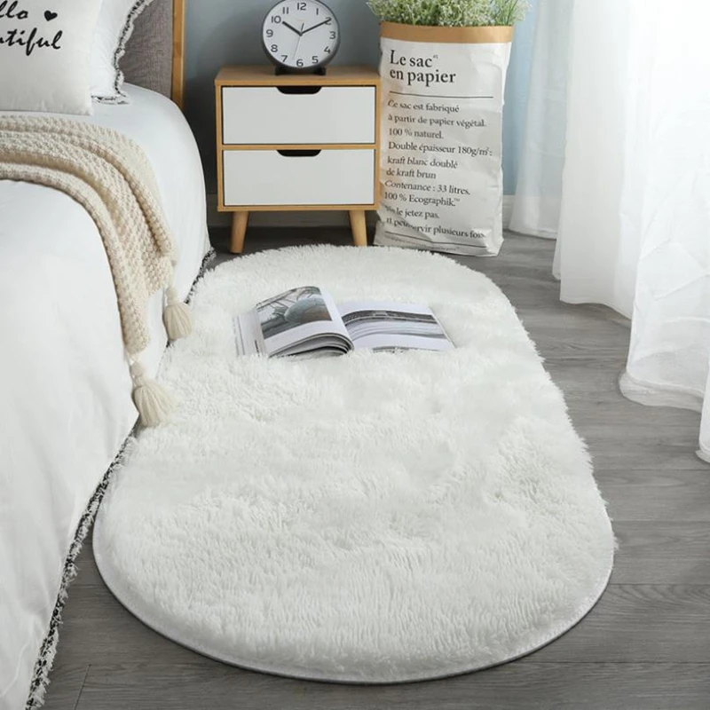 VIKAMA Oval Soft Silkly Plush Carpet Modern Home Decor Living Room Sofa Coffee Table Floor Rug Girl Bedroom Foot Mat VIKAMA Oval Soft Silkly Plush Carpet Modern Home Decor Living Room Sofa Coffee Table Floor Rug Girl Bedroom Foot Mat