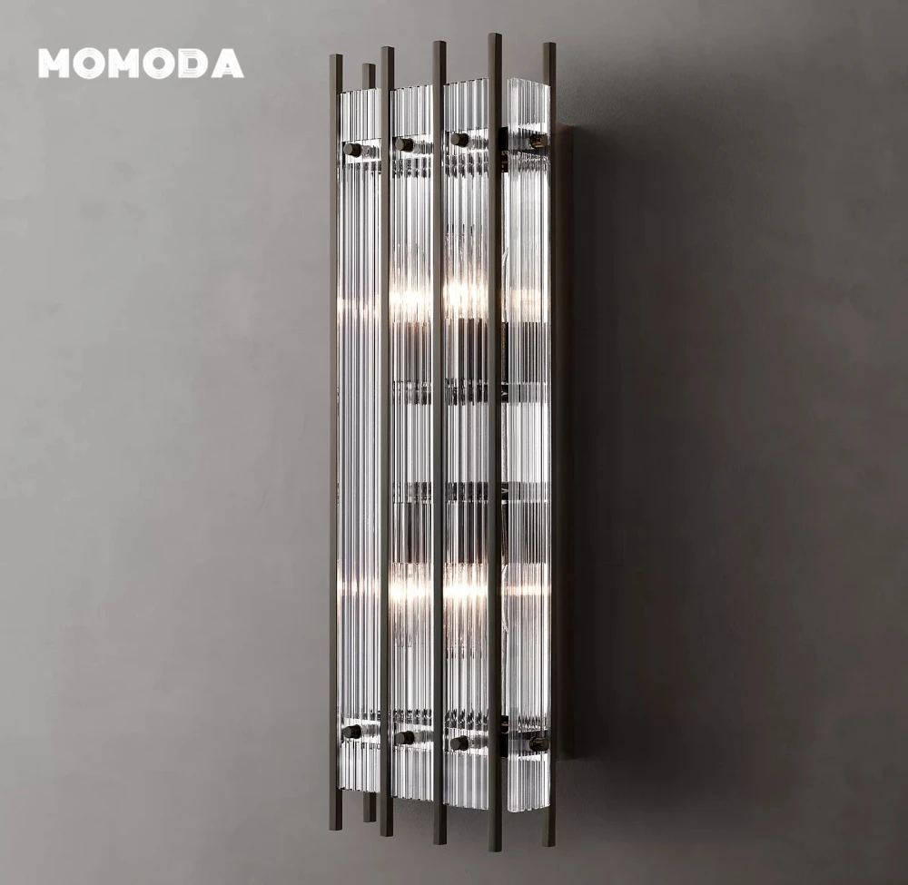 San Marco Grand Rectangular Sconce Modern Retro LED Glass Brass Chrome Black Nickel Wall Lamps Bathroom Bedroom Living Room Deco