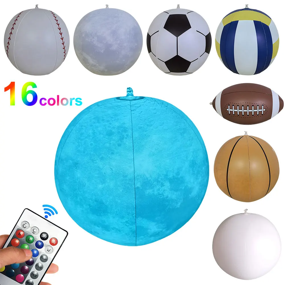 16 cores led bola luzes à prova dwaterproof água iluminar bolas brilhantes com controle remoto inflável iluminar ballon para decoração de festa de néon