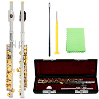 SLADE Piccolo Professional C Key Cupronickel Half-size Flute Silver Plated Body Gold Key with Padded Case Cleaning Cloth