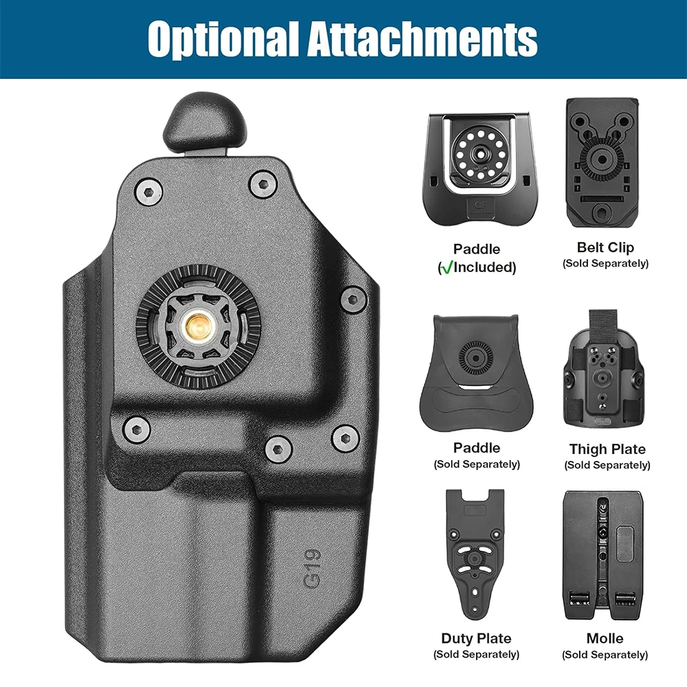 For G17/G31 (Gen1-5),G19/G23/G32/G44(Gen3-5),G19X/G22/G45 Holster,Polymer Thumb Release OWB Paddle Bag Tactical Tools Right hand