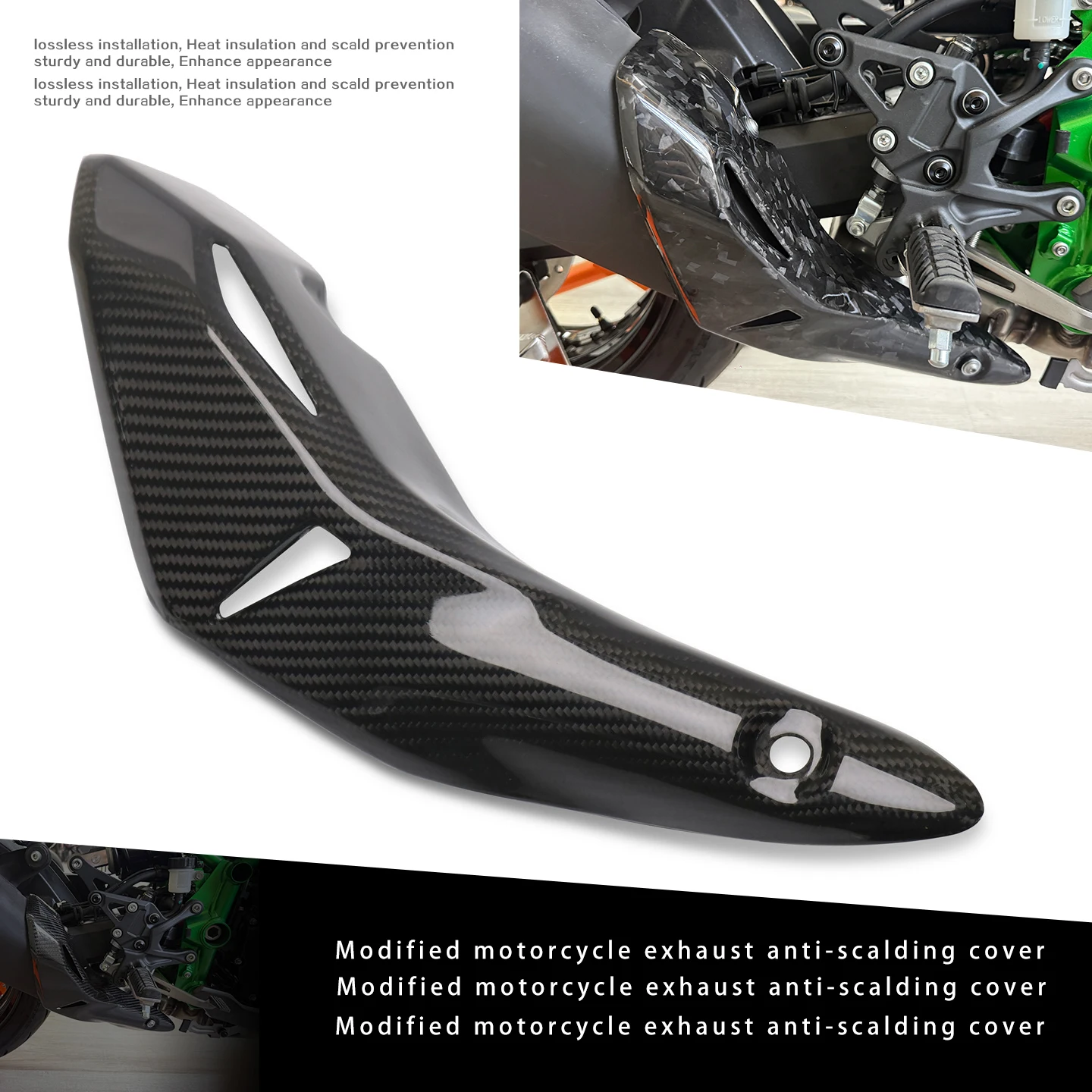 

Fit For Z900 Z 900 2025 2026 Motorcycle Exhaust Middle Link Pipe Carbon Fiber Heat Shield Cover Guard Anti-Scalding Shell