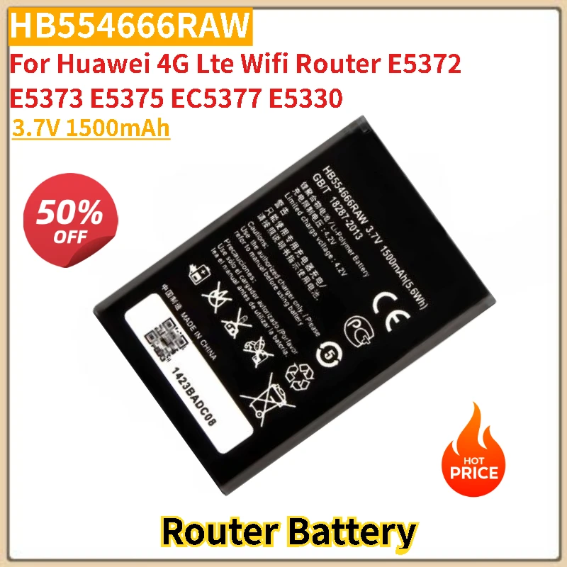 

HB554666RAW battery 3.7V 1500mAh For Huawei 4G Lte Wifi Router E5372 E5373 E5375 EC5377 E5330 Brand-New High Quality