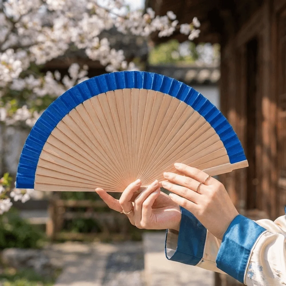 Classic Plain Design Spanish Folding Fan 23cm Traditional Handmade Fan Multipurpose Portable Hand Cranked Fan Summer Cooling