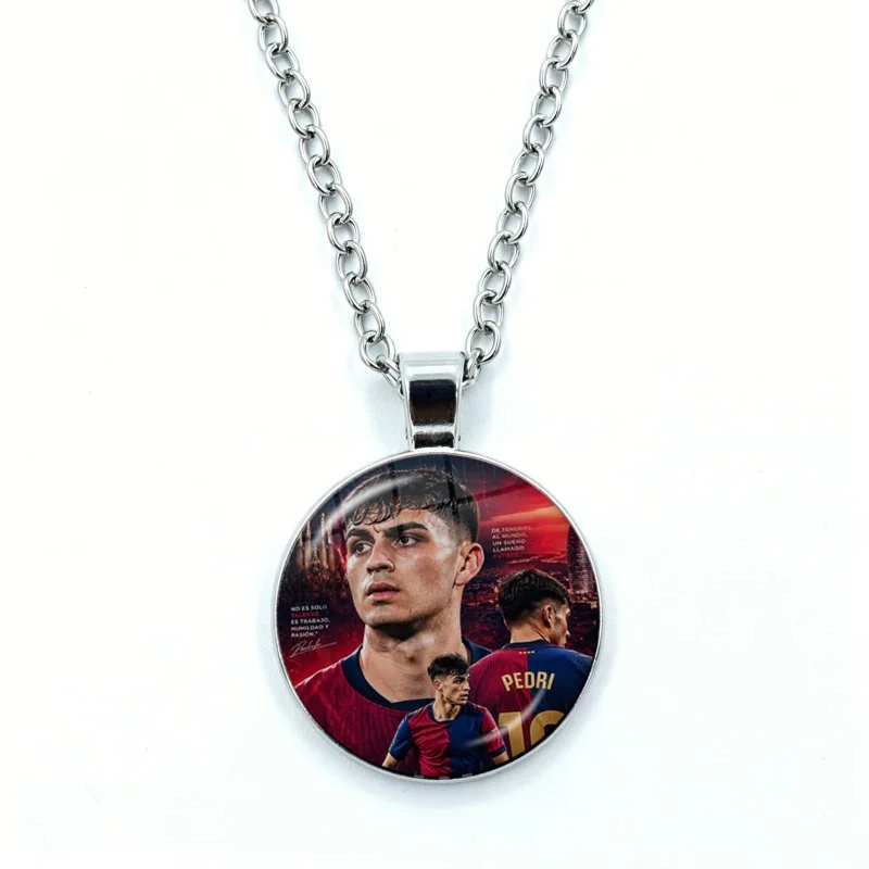 P-Pedri Spain Soccer Necklace for Women Jewelry Cabochon Glass Pendant Fashion Statement Crystal Necklace Wholesale