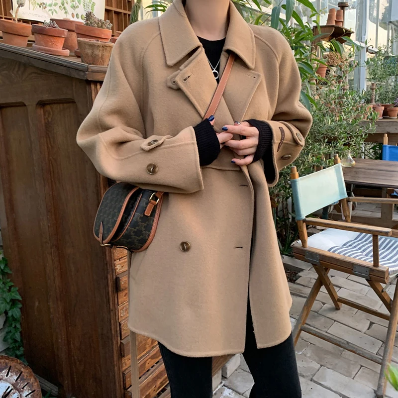 เสื้อโค้ทผู้หญิงสไตล์เกาหลี รุ่น Autumn Winter แบบมีเข็มขัด  ผ้าเนื้อนุ่มปานกลาง เหมาะสำหรับใส่ในฤดูใบไม้ผลิ ฤดูใบไม้ร่วง และฤดูหนาว