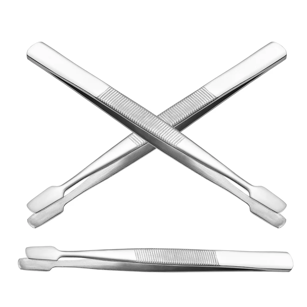 

3Pcs Precision Stainless Steel Stamp Tweezers Flat Straight Design for Crafts Sticker Placement Photo Arranging Eyelash