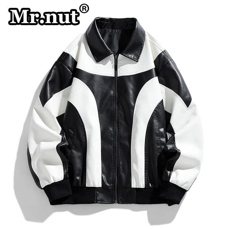 Mr.nut Outdoor Men's Bomber Leather Jacket Autumn Winter Motorcycle Aviator Clothing Man Splicing Biker Rider Racing Jackets