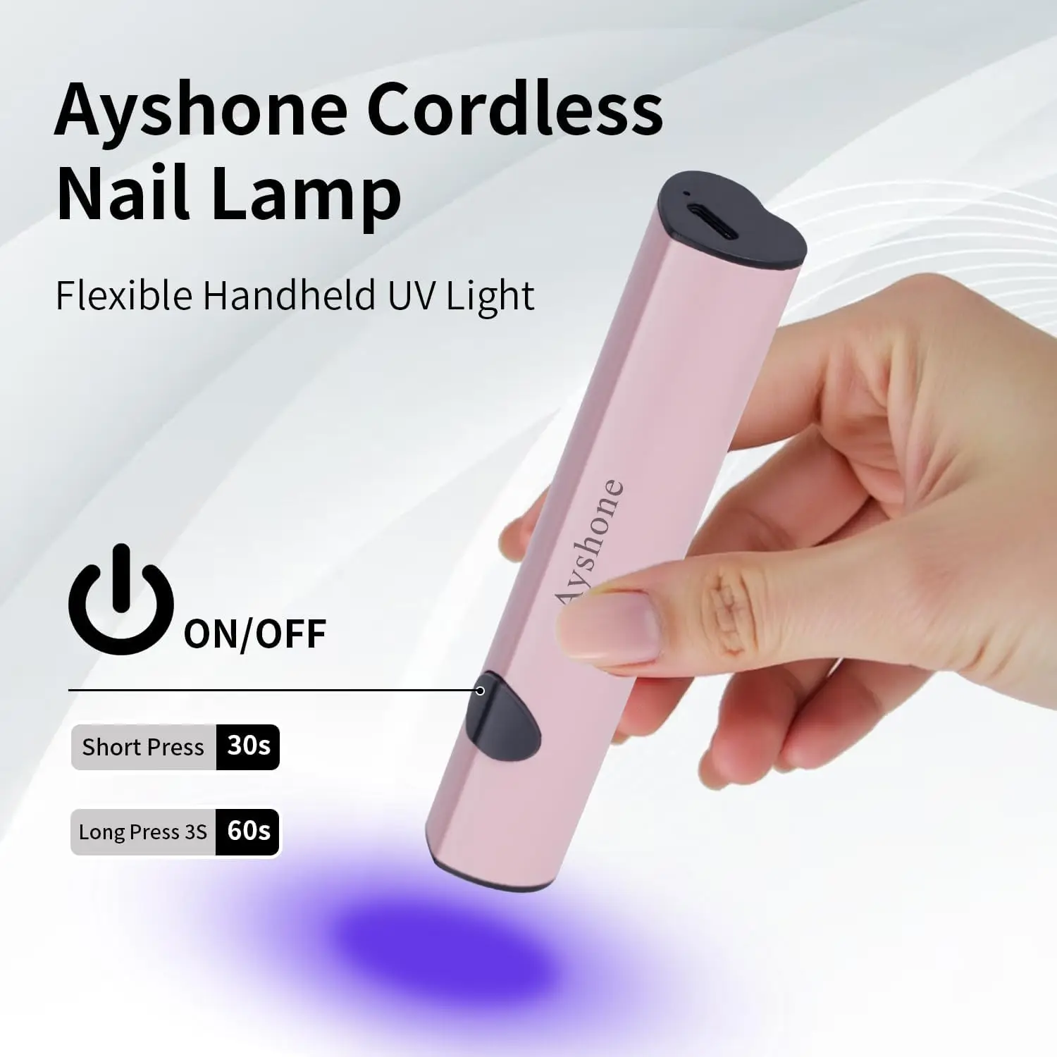 مصباح أظافر LED لاسلكي بالأشعة فوق البنفسجية، مجفف أظافر جل USB قابل لإعادة الشحن بسرعة 8X، وردي