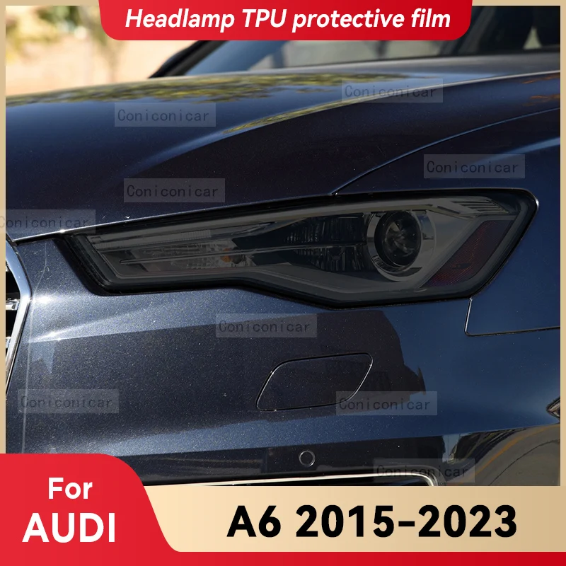 

For Audi A6 C8 2015-2023 Car Headlight Smoked Black TPU Protective Film Front Light Tint Change Color Sticker Accessories