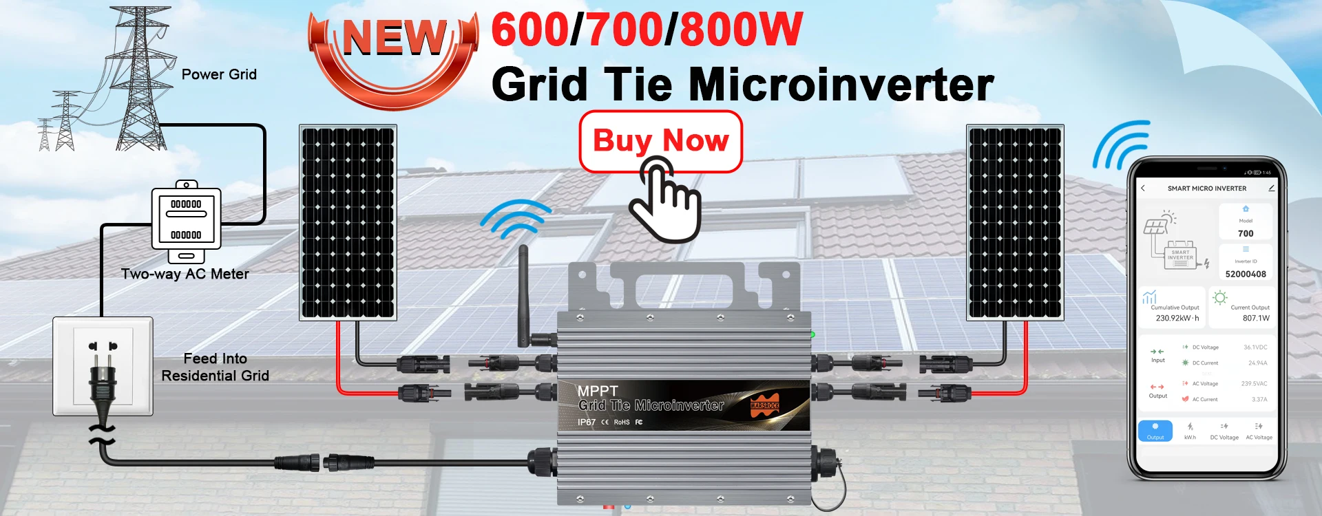 2000W Pure Sine Wave Inverter 12V 24V DC To 220VAC Converter LCD Display USB Socket For Off Grid Wind Or Solar Power System