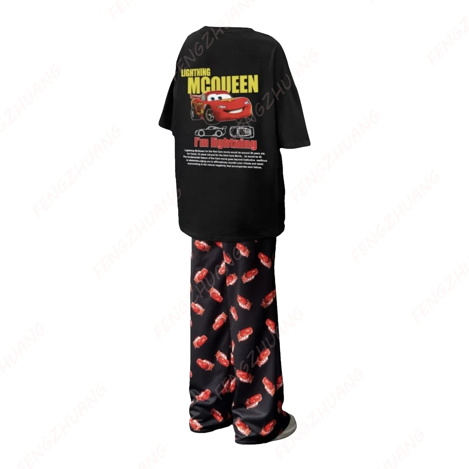 2024 The Cars Lightning McQueen & SALLY T-shirt Long Trousers Set Unisex Valentine's Day gift Hot Sale Faddish Casual Set image 4