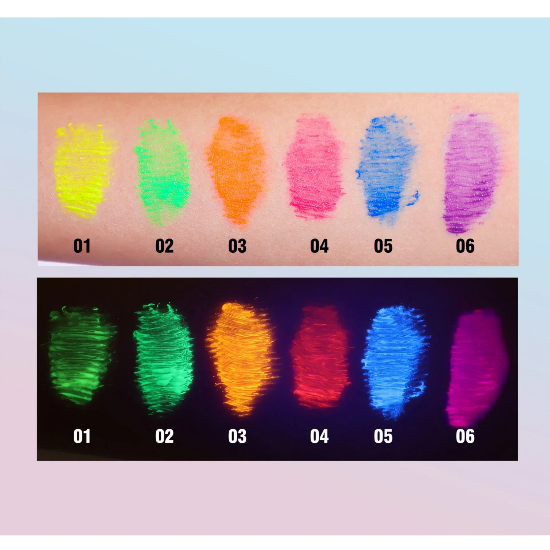 HANDAIYAN 6 kolorów wydłużający kolorowy tusz do rzęs długotrwały wodoodporny ustawiający szybkoschnący tusz do rzęs Halloween fluorescencyjny tusz do rzęs