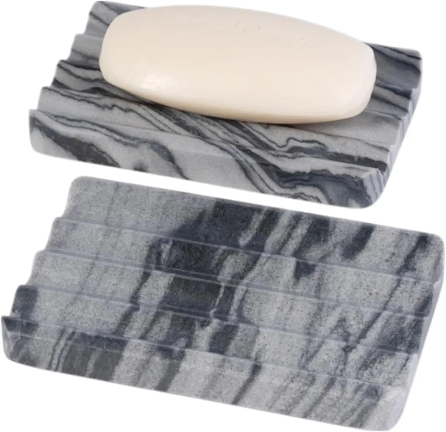 

2 Pcs Soap Holder for Bathroom, Marble Soap Dish for Kitchen Countertop, Tray with Creative Wavy Design, Soap Saver for Bath Tub
