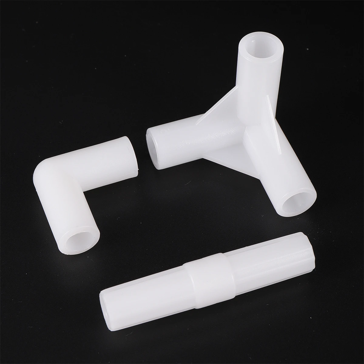 Plastic White Connector ID 8mm Straight Elbow Stereoscopic Tee Joint Garden Orchard Lawn Irrigation DIY Tent Shelf Pipe Fittings