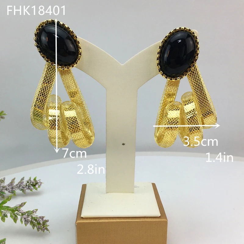 2024 New Brazilian Gold Plated Earrings African Women's Party Banquet Jewelry Big Flower Earrings FHK18401