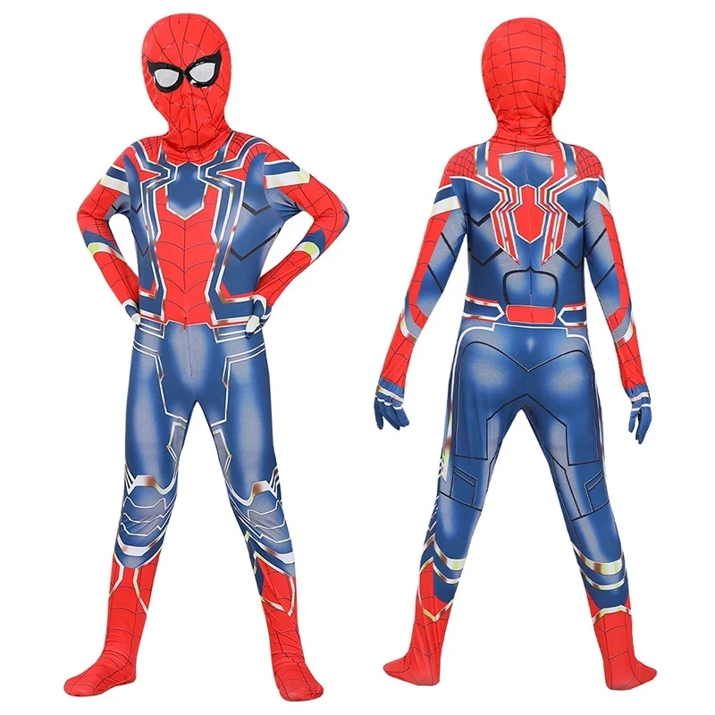 子供と大人のためのスーパーヒーローコスプレ衣装,スパイダーマン,コスチューム,ジャンプスーツ,ユニセックスジャンプスーツ,ハロウィーン