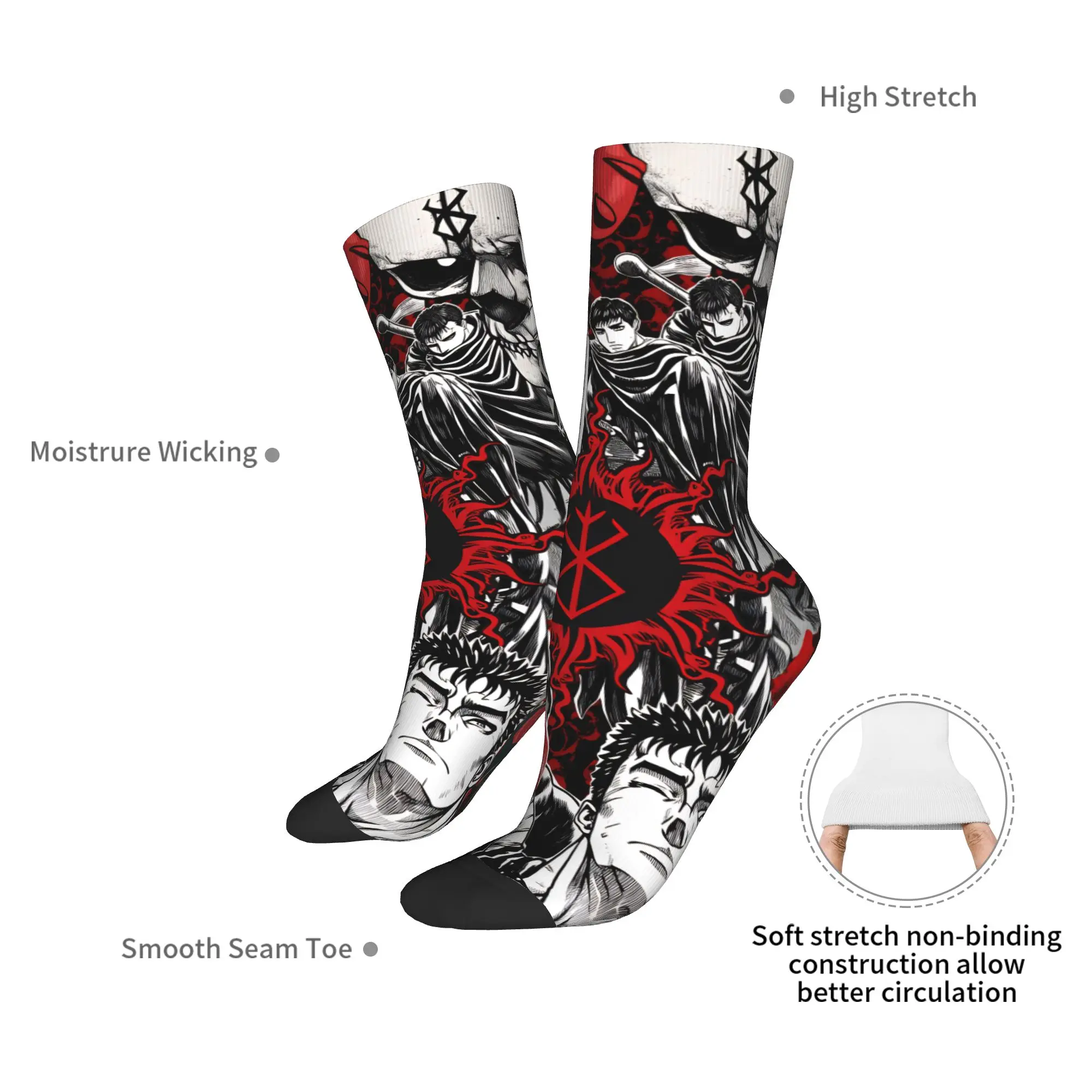 Anime Berserks Guts Socken Retro Strümpfe Männer Weiche Atmungsaktive Lauf Socken Winter Benutzerdefinierte Anti Bakterielle Socken – Detail 7