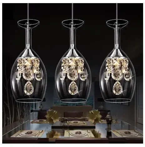 Minimalist Gorgeous Vintage Wine Bottle LED Chips Lighting 1-3-6 Heads Pendant  Transparent Glass Shade Hardware Base