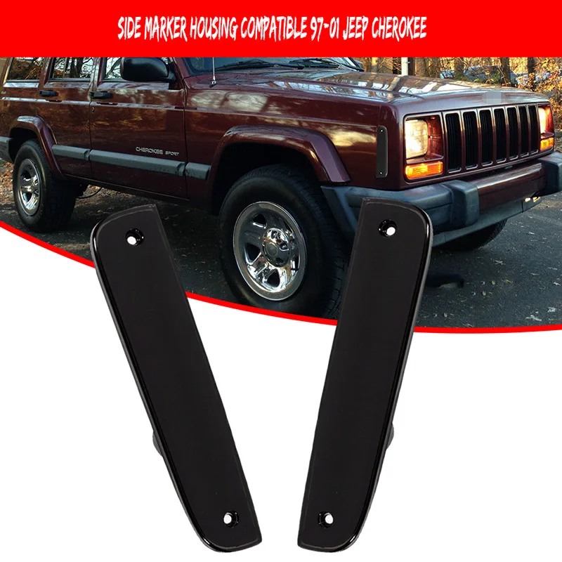 Clear / Smoked Lens Car Front Side Corner Parking Marker Light Cover Housings Kit For 1997-2001 Jeep Cherokee, No Bulb / Socket view 2