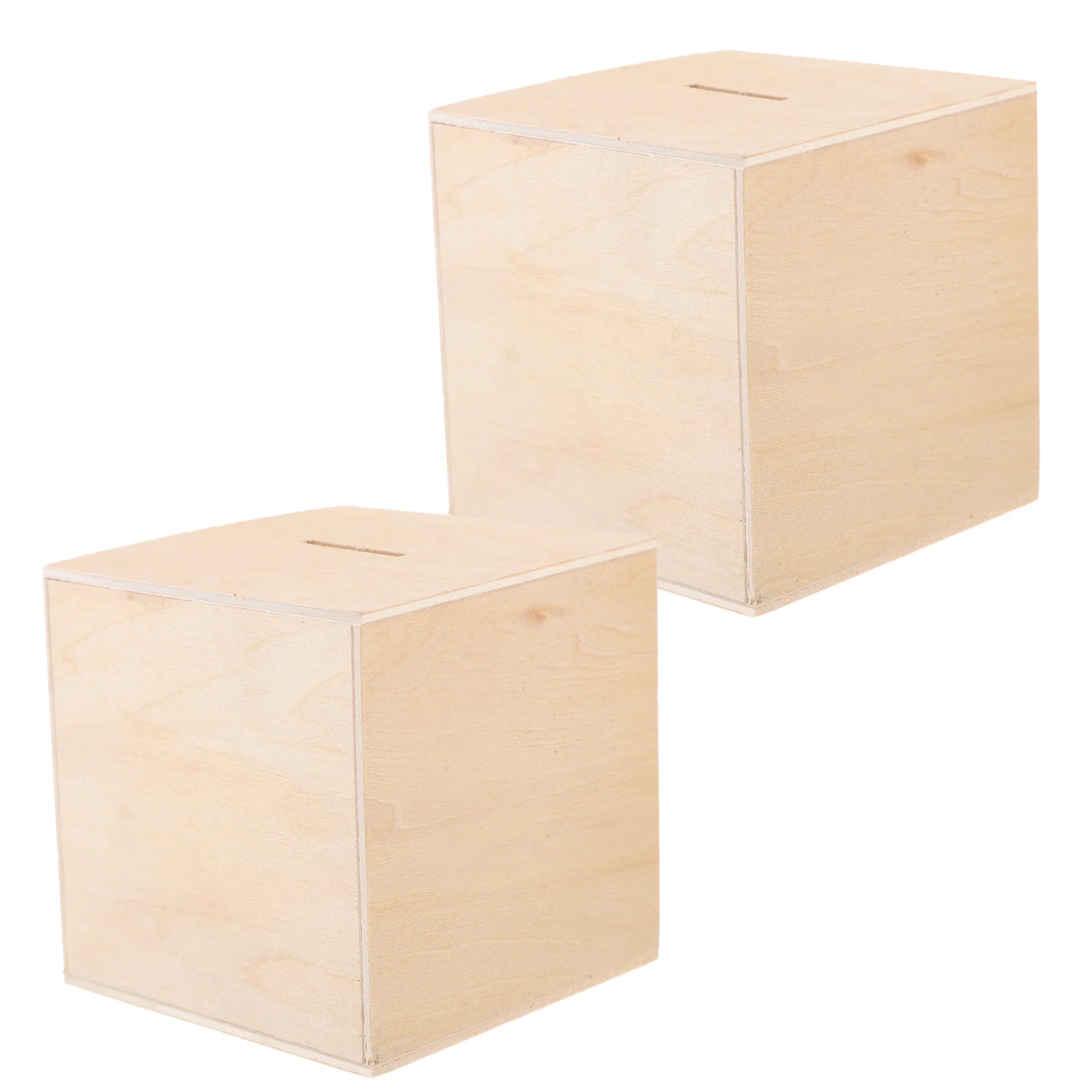 2Pcs Unfinished Wooden Piggy Banks DIY Money Boxes Coin Banks Cute Decorative Saving Jars for Home Decor