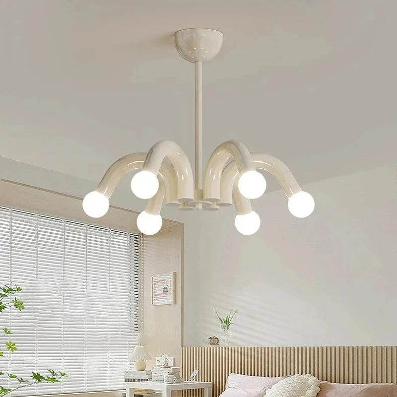 French Cream Style Iron Tube Pendant Light With G9 Bulb For Girls And Children's Rooms Modern Magic Beans Glass Ball Chandeliers