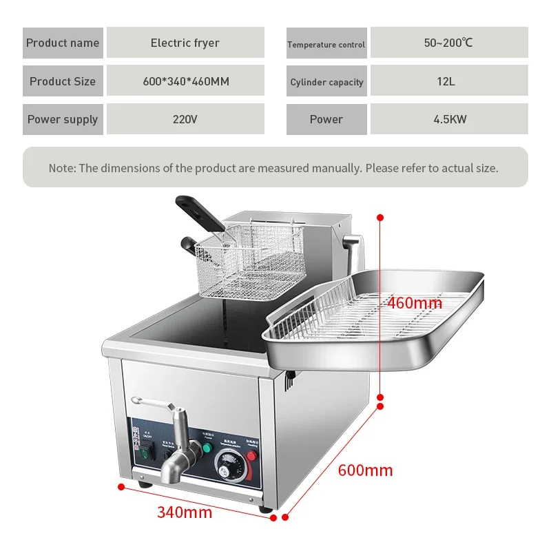 12L Desktop single cylinder fryer table type Stainless Steel Single Cylinder