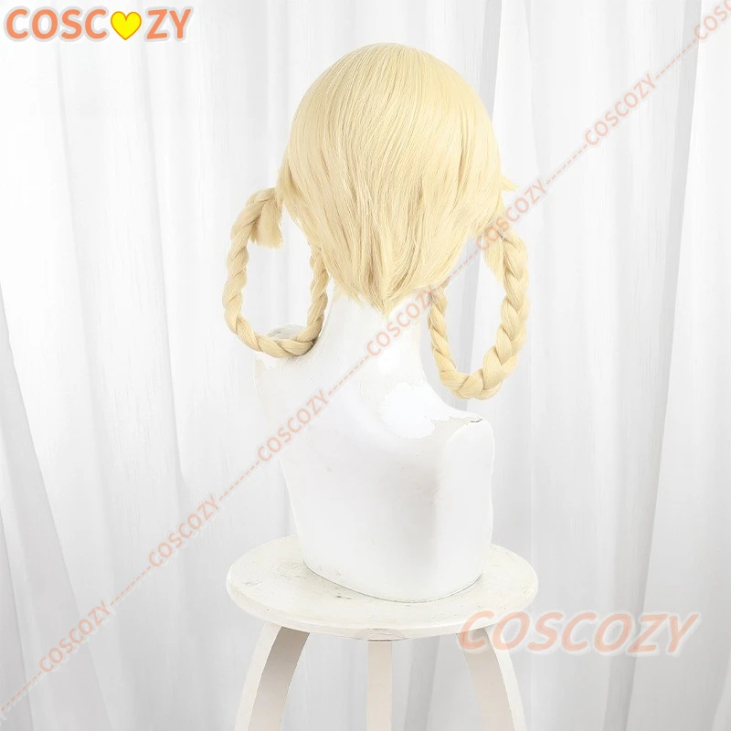 Genshin impacto jahoda cosplay peruca dourada tranças duplas adereços de jogo carnaval festa de halloween para mulheres meninas adereços de dramatização