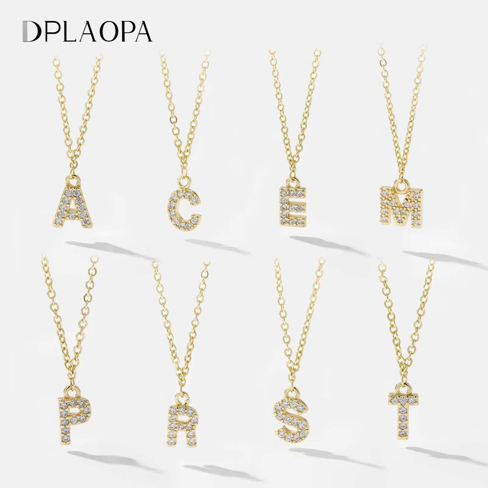 DPLAOPA 925 Sterling Silver Gold Letter A C E M P R S T Letter Initial Women Luxury Pendant Long Chain Necklace 2024 Wedding