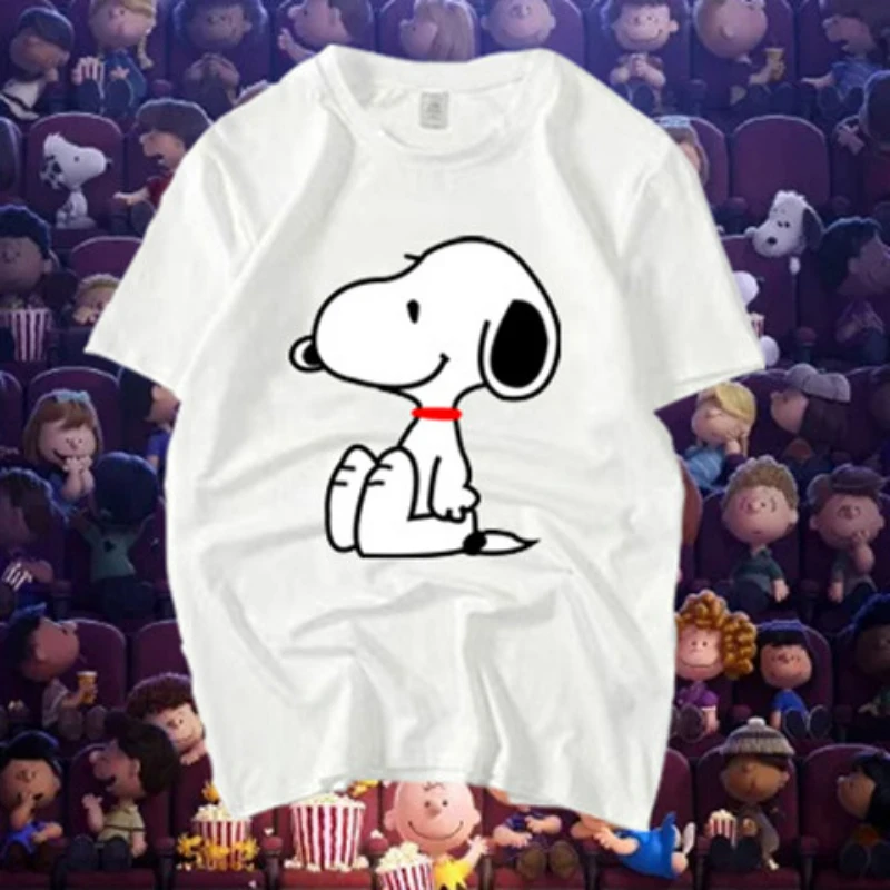Funny Snoopy Printing Cotton T-shirt Animation Cartoon Men and Women Harajuku The Same Loose Pure Cotton Cute Pure Cotton Top
