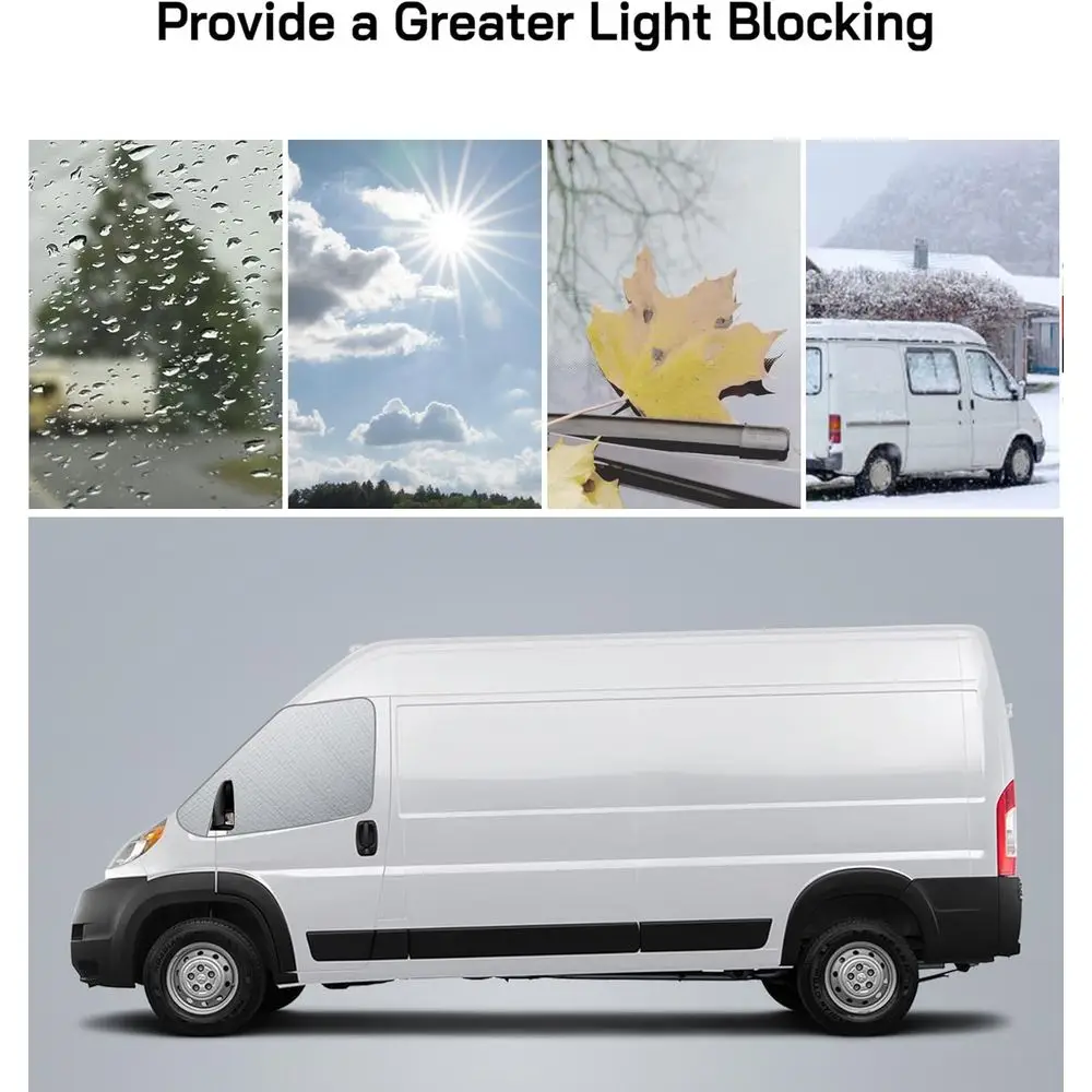 Capa de pára-brisa cinza Oxford ProMaster 2014-2024, guarda-sol frontal grosso com recortes de espelho para proteção contra gelo e neve