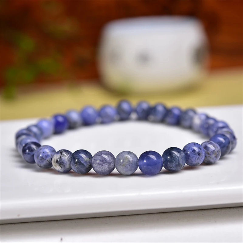 6MM Natural Blue Sodalite Bracelet Handmade Crystal Quartz Jewelry Stretch Bangle Children Birthday Gift 2PCS