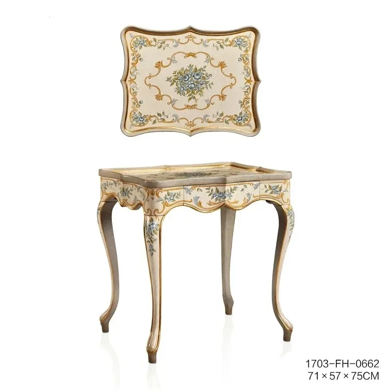 B33 Luxury   heavy industry hand-painted rose flower beige entrance table sofa desk entrance cabinet