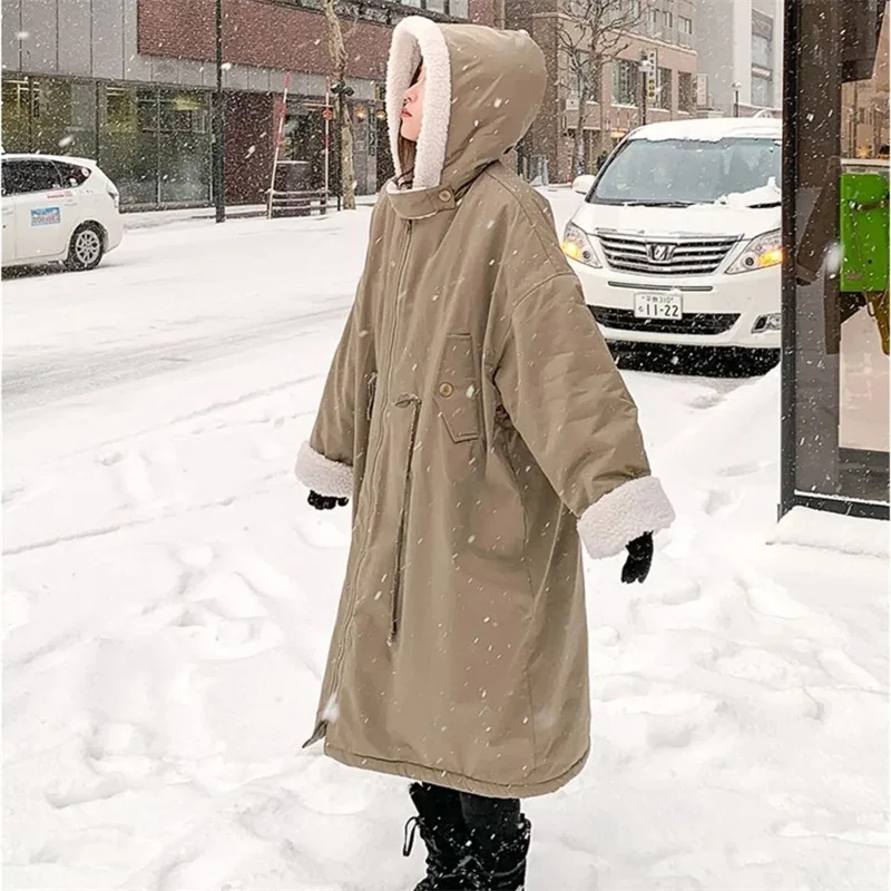 Abrigo de algodón grueso para mujer, abrigo holgado de longitud media, edición coreana, Instagram, invierno, 2023