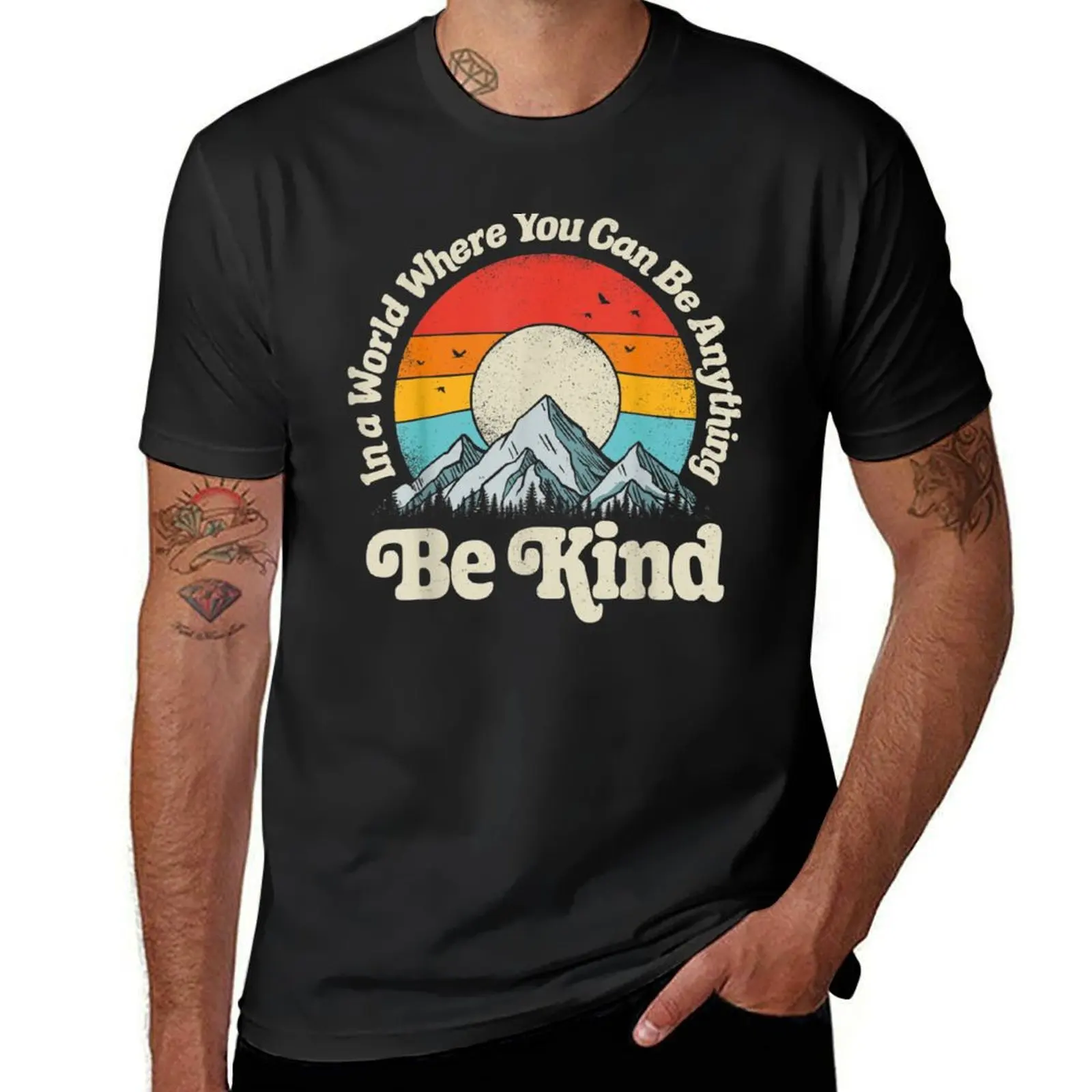 

Be Kind In A World Where You Can Be Anything Kindness Retro T-Shirt plus size tops oversized heavy weight t shirts for men