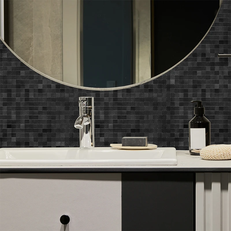 5/10PCS Metal Aluminum Background Panels Wallpaper Self-adhesive Mosaic Wall Tile Sticker Waterproof For Kitchen Bathroom Decors