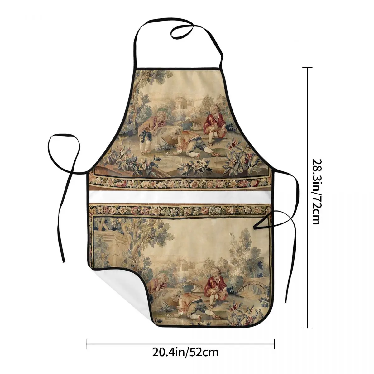 Aubusson Antique French Tapestry Print Apron Chef Cooking Baking Tablier Sleeveless Bib Kitchen Cleaning Pinafore for Women Men