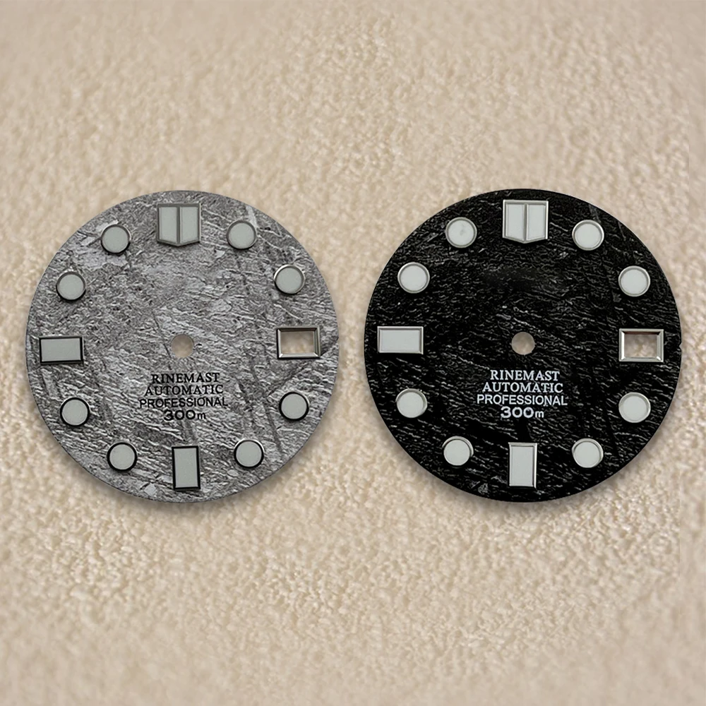 

28.5mm Meteorite Dial S Logo NH35/NH36 Japanese Automatic Movement C3 Green Luminous Watches Modified Accessories Grey/Black