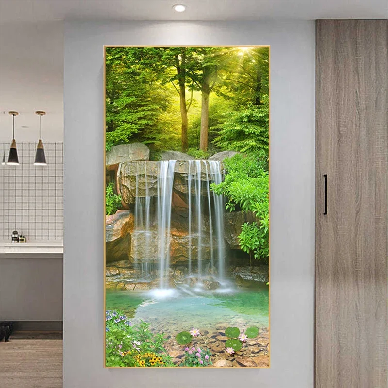 5D Diamond Painting Waterfall Pond DIY Full Diamond Embroidery Restaurant Office Bedroom Home Decor Art Diamond Cross Stitch Kit